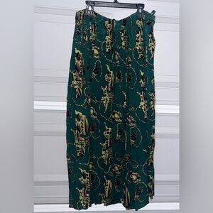 Maxi Skirt SIMONIA Green Gold Jewelry Pattern Size 8 EUC 38” Long EUC